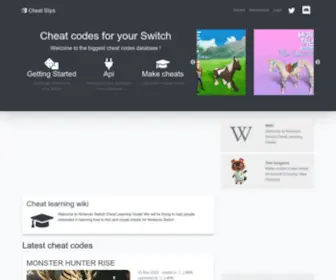 Cheatslips.com(Cheat codes for the Nintendo Switch) Screenshot