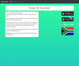 Checkid.co.za(SA ID Number Validator) Screenshot