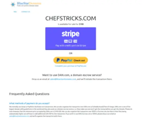 Chefstricks.com(Blue Star Domains) Screenshot