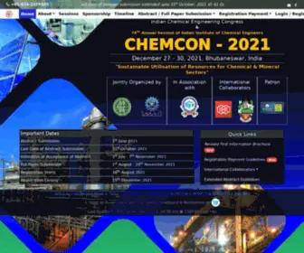 Chemcon2021.com(74th Annual Session of Indian Institute of Chemical Engineers) Screenshot