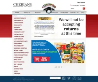 Cherians.com(Cherians International Groceries) Screenshot