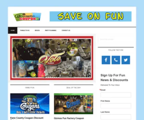Chicagofuncoupons.com(Find free coupon discounts to save on Chicago area attractions) Screenshot