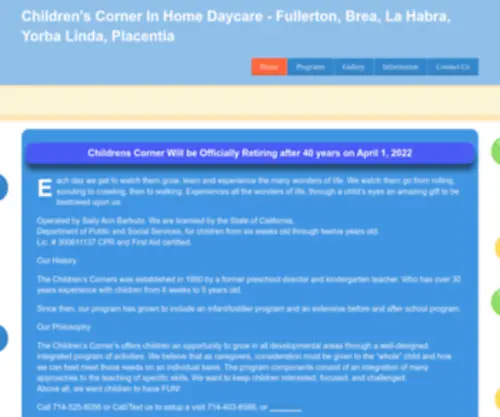 Childrenscorners.com(Fullerton, Brea, La Habra, Yorba Linda, Placentia) Screenshot