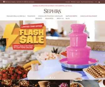 Chocolatefountainsales.com(Chocolate Fountains and Chocolate By Sephra Shop @ Sephra Chocolate Dessert Parlour & Events Equipment and Supplies) Screenshot