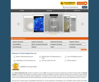 Choiceorganochem.in(Acetone, Propylene Glycol, Potassium Sorbate, Hydrobromic Acid, Ethyl Vanillin, Acetic Acid, Butylated Hydroxyanisole BHA, Benzoic Acid Supplier and Importer Choice Organics Private Limited) Screenshot