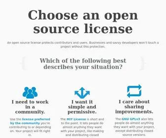 Choosealicense.com(Choose an open source license) Screenshot