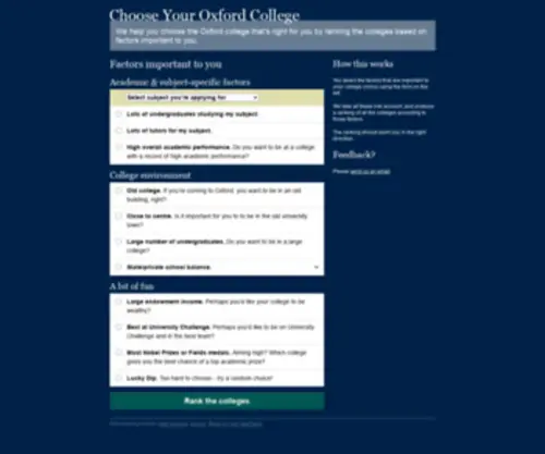 Chooseoxfordcollege.co.uk(Choose Your Oxford College) Screenshot