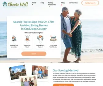 Choosewellsandiego.org(Find Assisted Living Facilities in San Diego County) Screenshot