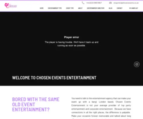 Chosenevents.co.uk(Chosen Events Entertainment Agency) Screenshot