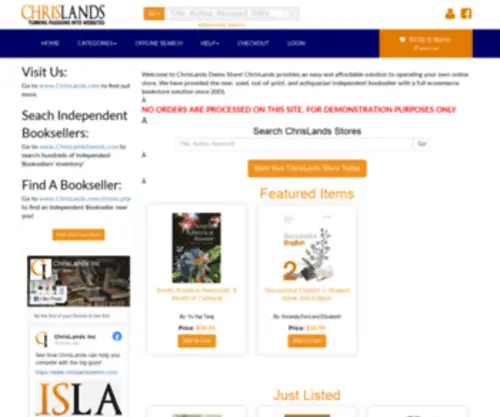 Chrislandsdemo.com(The Chrislands.com Demo Store) Screenshot