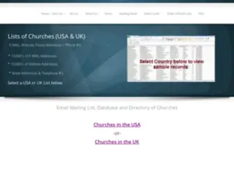 Churchesusa.net(Email Mailing Address Lists of Churches in USA and UK) Screenshot