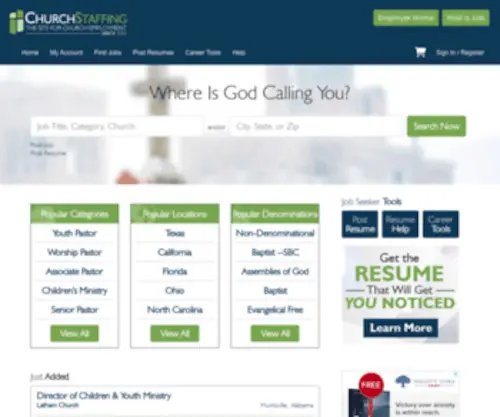 Churchstaffing.com(Resource for church jobs) Screenshot