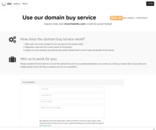 Churchwerks.com(Domain Buy Service) Screenshot