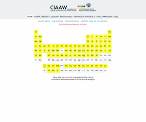 Ciaaw.org(Commission on Isotopic Abundances and Atomic Weights) Screenshot