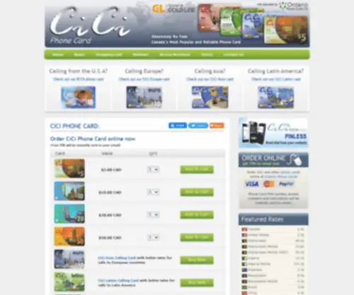 Ciciphonecard.com(CiCi Phone Card) Screenshot