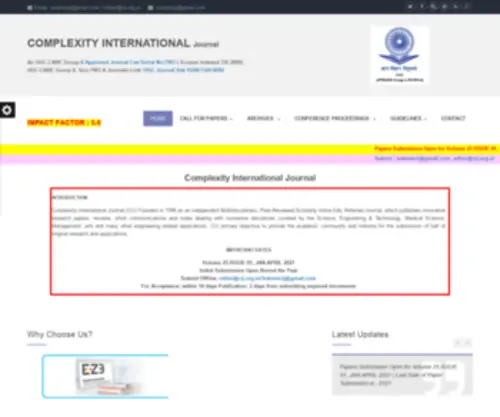 Cij.org.in(Complexity International Journal) Screenshot