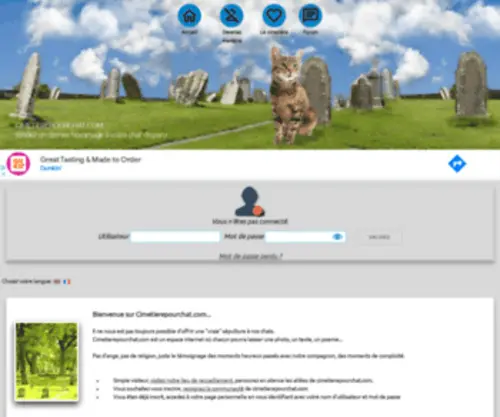 Cimetierepourchat.com(LE CIMETIERE VIRTUEL POUR CHATS) Screenshot