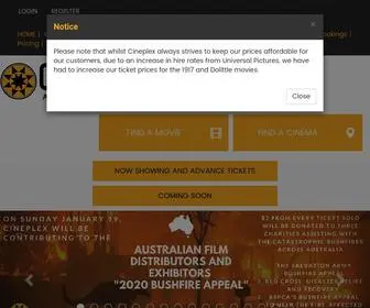 Cineplex.com.au(Cineplex Cinemas Australia) Screenshot