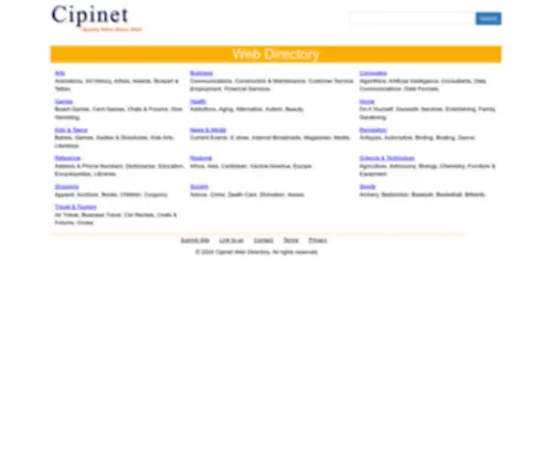 Cipinet.com(Cipinet Internet Directory and Search Engine) Screenshot