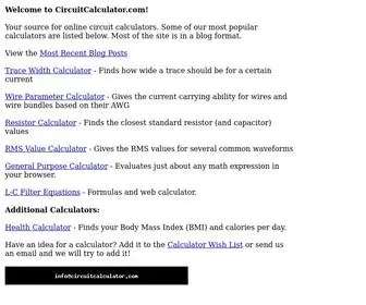 Circuitcalculator.com(Online Circuit Calculators) Screenshot