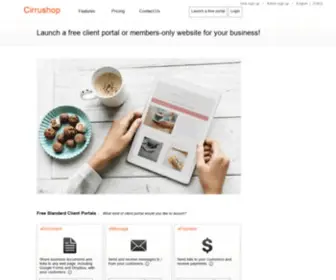 Cirrushop.com(Create a free client portal or customer portal) Screenshot