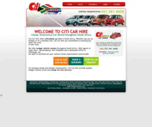Citicarhire.co.za(Economical Car Hire in South Africa) Screenshot