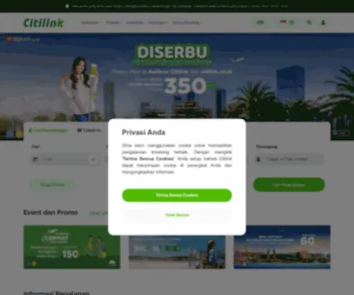 Citilink.co.id(Citilink menawarkan penerbangan dari kota ke kota dengan berbiaya murah (LCC)) Screenshot