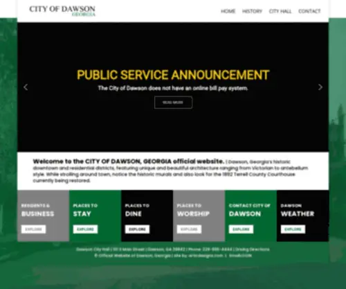 Cityofdawson.org(Dawson, GEORGIA) Screenshot