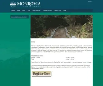 Cityofmonroviarecreation.org(City of Monrovia Department of Community Services) Screenshot