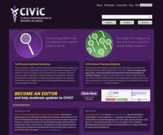 CiviCDb.org(Clinical Interpretation of Variants in Cancer) Screenshot