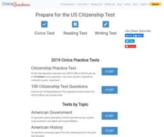 Civicsquestions.com(US Citizenship Test Questions and Answers) Screenshot