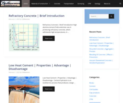 Civillearners.com(Ultimate guide resource for topics of civil engineering like concrete mix) Screenshot