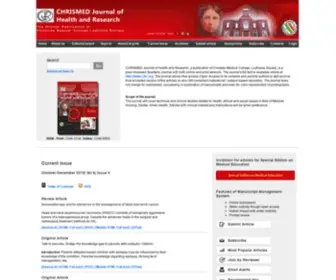 CJHR.org(CHRISMED Journal of Health and Research) Screenshot