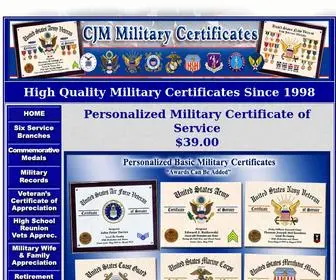 CJmmilitarycertificates.com(Military Certificate of Service Displays Awards) Screenshot