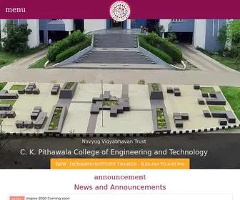 CKpcet.ac.in(C.K.Pithawala College) Screenshot