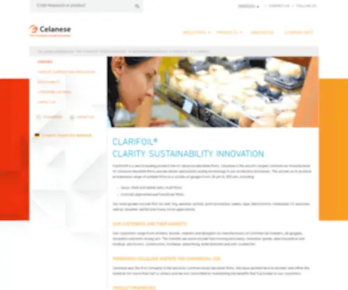 Clarifoil.com(The world's leading supplier of innovative cellulose diacetate films) Screenshot