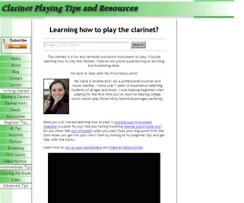 Clarinet-Tips.com(Clarinet Playing Tips and Resources) Screenshot