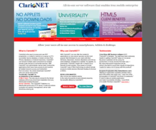 Clarionet.com(Introduction page for) Screenshot