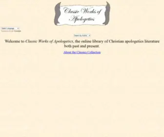 Classicapologetics.com(Classic Works of Apologetics Online) Screenshot