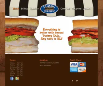 Classicsubshop.com(Classic Sub Shop) Screenshot