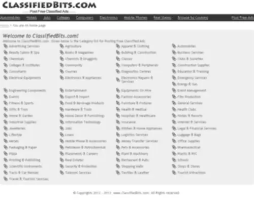 Classifiedbits.com(WELCOMES YOU TO POST FREE CLASSIFIED ADS) Screenshot