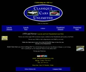 Classiquecars.com(Lincoln Parts and Ford Thunderbird Parts) Screenshot