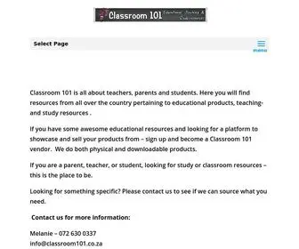 Classroom101.co.za(Online Resources for Teaching) Screenshot