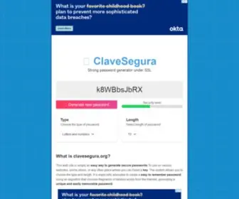 Clavesegura.org(Generador de contraseñas seguras) Screenshot