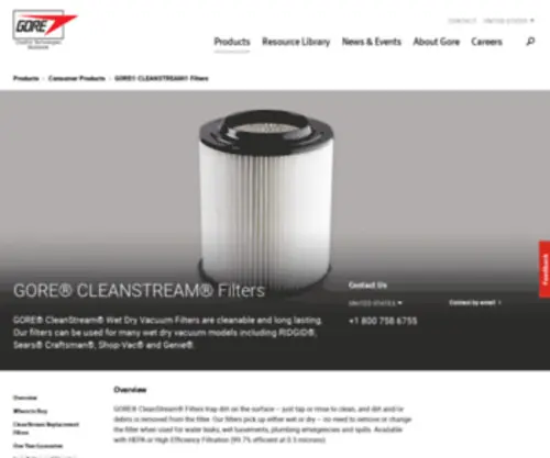 Cleanstreamfilters.com(GORE® CleanStream®) Screenshot