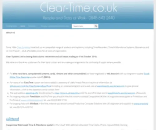 Clear-Time.co.uk(Time and Attendance Systems and Products for Clocking In) Screenshot