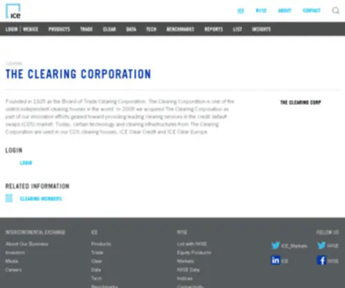 Clearingcorp.com(ICE Clearing) Screenshot