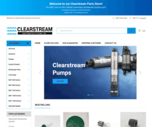 Clearstreamparts.com(Clearstream Systems Parts Online Store) Screenshot