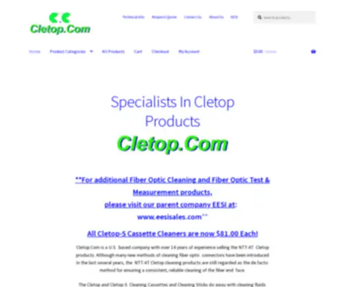 Cletop.com(Fiber Optic Cleaning) Screenshot