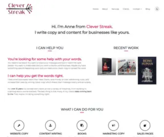 Cleverstreak.com(Content and copywriting for small business) Screenshot